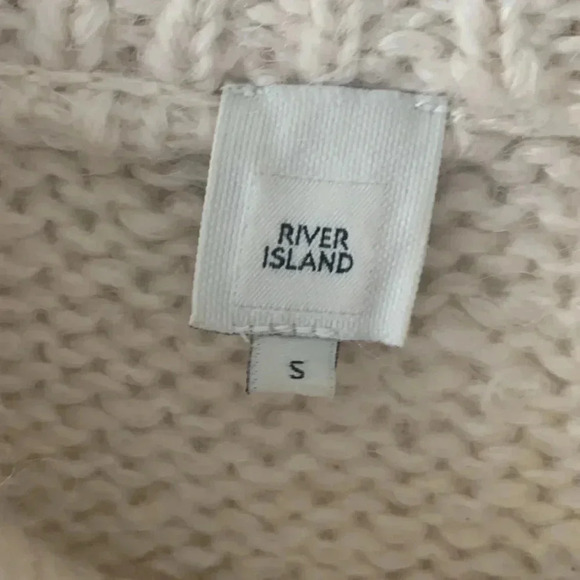 River Island crop cable knit chunky sweater cream size small - Picture 2 of 7